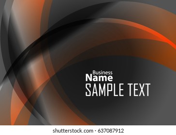 Orange abstract template for card or banner. Metal Background with waves and reflections. Business background, silver, illustration. Illustration of abstract background with a metallic element
