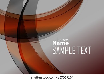 Orange abstract template for card or banner. Metal Background with waves and reflections. Business background, silver, illustration. Illustration of abstract background with a metallic element