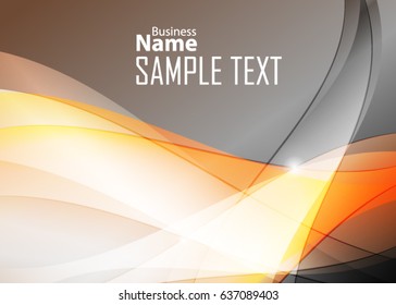 Orange abstract template for card or banner. Metal Background with waves and reflections. Business background, silver, illustration. Illustration of abstract background with a metallic element