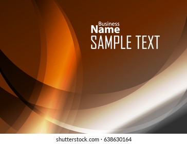 Orange abstract template for card or banner. Metal Background with waves and reflections. Business background, silver, illustration. Illustration of abstract background with a metallic element