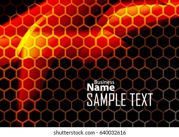 Orange abstract template for card or banner. Metal Background with waves and reflections. Business background, silver, illustration. Illustration of abstract background with a metallic element