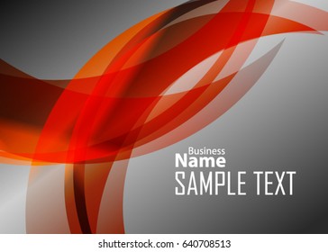 Orange abstract template for card or banner. Metal Background with waves and reflections. Business background, silver, illustration. Illustration of abstract background with a metallic element