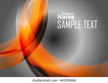 Orange abstract template for card or banner. Metal Background with waves and reflections. Business background, silver, illustration. Illustration of abstract background with a metallic element