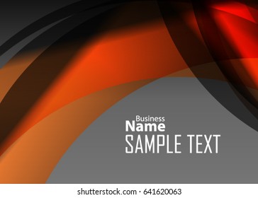 Orange abstract template for card or banner. Metal Background with waves and reflections. Business background, silver, illustration. Illustration of abstract background with a metallic element