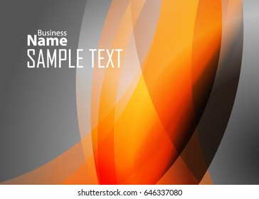 Orange abstract template for card or banner. Metal Background with waves and reflections. Business background, silver, illustration. Illustration of abstract background with a metallic element