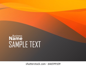 Orange abstract template for card or banner. Metal Background with waves and reflections. Business background, silver, illustration. Illustration of abstract background with a metallic element