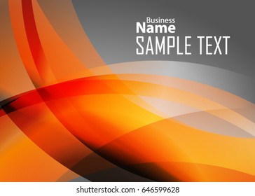Orange abstract template for card or banner. Metal Background with waves and reflections. Business background, silver, illustration. Illustration of abstract background with a metallic element