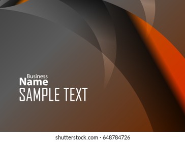 Orange abstract template for card or banner. Metal Background with waves and reflections. Business background, silver, illustration. Illustration of abstract background with a metallic element