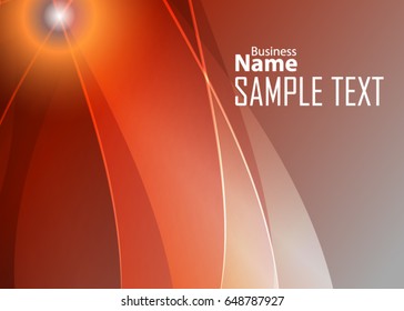 Orange abstract template for card or banner. Metal Background with waves and reflections. Business background, silver, illustration. Illustration of abstract background with a metallic element