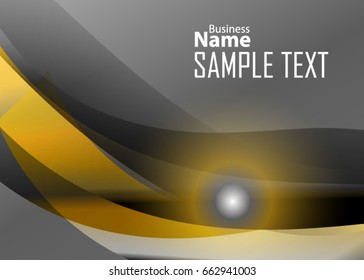 Orange abstract template for card or banner. Metal Background with waves and reflections. Business background, silver, illustration. Illustration of abstract background with a metallic element