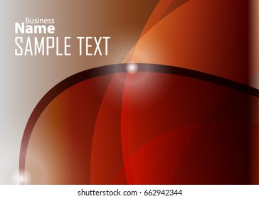 Orange abstract template for card or banner. Metal Background with waves and reflections. Business background, silver, illustration. Illustration of abstract background with a metallic element