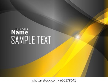 Orange abstract template for card or banner. Metal Background with waves and reflections. Business background, silver, illustration. Illustration of abstract background with a metallic element