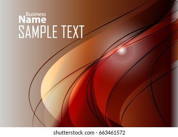 Orange abstract template for card or banner. Metal Background with waves and reflections. Business background, silver, illustration. Illustration of abstract background with a metallic element