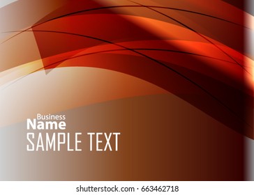 Orange abstract template for card or banner. Metal Background with waves and reflections. Business background, silver, illustration. Illustration of abstract background with a metallic element