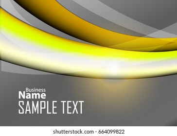 Orange abstract template for card or banner. Metal Background with waves and reflections. Business background, silver, illustration. Illustration of abstract background with a metallic element