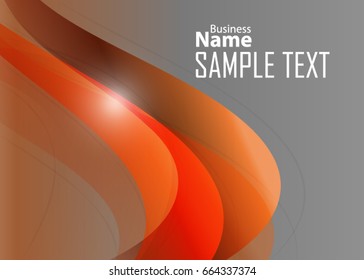 Orange abstract template for card or banner. Metal Background with waves and reflections. Business background, silver, illustration. Illustration of abstract background with a metallic element