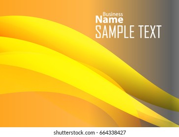Orange abstract template for card or banner. Metal Background with waves and reflections. Business background, silver, illustration. Illustration of abstract background with a metallic element