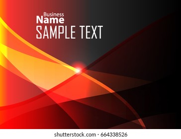 Orange abstract template for card or banner. Metal Background with waves and reflections. Business background, silver, illustration. Illustration of abstract background with a metallic element