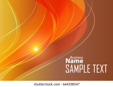 Orange abstract template for card or banner. Metal Background with waves and reflections. Business background, silver, illustration. Illustration of abstract background with a metallic element