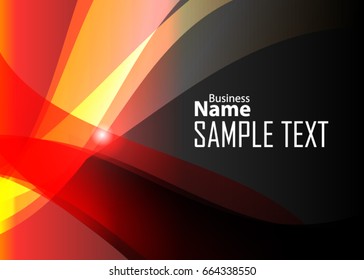 Orange abstract template for card or banner. Metal Background with waves and reflections. Business background, silver, illustration. Illustration of abstract background with a metallic element