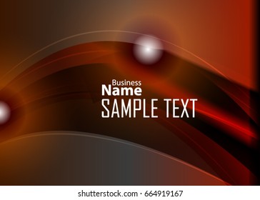 Orange abstract template for card or banner. Metal Background with waves and reflections. Business background, silver, illustration. Illustration of abstract background with a metallic element