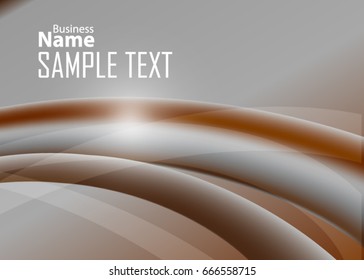 Orange abstract template for card or banner. Metal Background with waves and reflections. Business background, silver, illustration. Illustration of abstract background with a metallic element