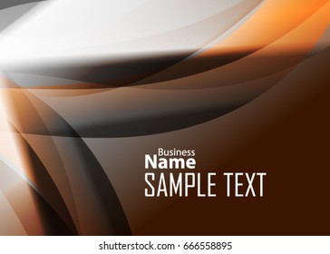 Orange abstract template for card or banner. Metal Background with waves and reflections. Business background, silver, illustration. Illustration of abstract background with a metallic element