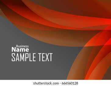 Orange abstract template for card or banner. Metal Background with waves and reflections. Business background, silver, illustration. Illustration of abstract background with a metallic element