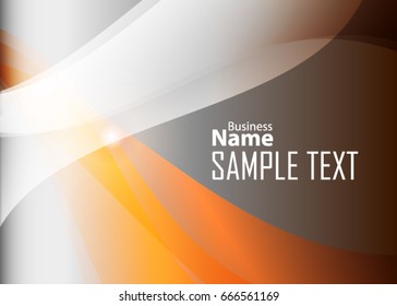 Orange abstract template for card or banner. Metal Background with waves and reflections. Business background, silver, illustration. Illustration of abstract background with a metallic element