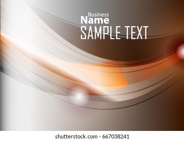 Orange abstract template for card or banner. Metal Background with waves and reflections. Business background, silver, illustration. Illustration of abstract background with a metallic element