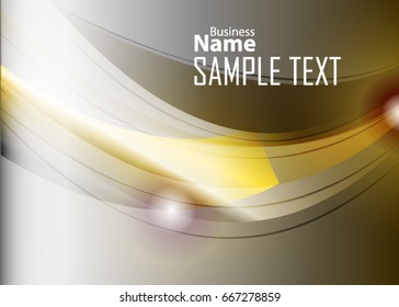 Orange abstract template for card or banner. Metal Background with waves and reflections. Business background, silver, illustration. Illustration of abstract background with a metallic element