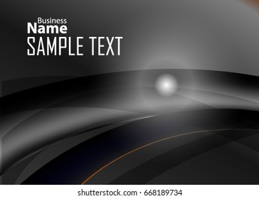 Orange abstract template for card or banner. Metal Background with waves and reflections. Business background, silver, illustration. Illustration of abstract background with a metallic element