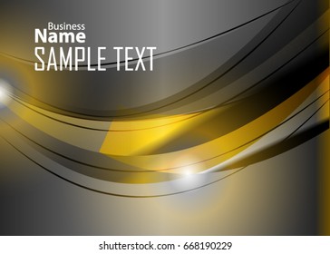 Orange abstract template for card or banner. Metal Background with waves and reflections. Business background, silver, illustration. Illustration of abstract background with a metallic element