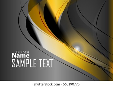 Orange abstract template for card or banner. Metal Background with waves and reflections. Business background, silver, illustration. Illustration of abstract background with a metallic element