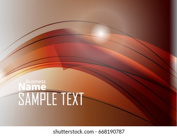 Orange abstract template for card or banner. Metal Background with waves and reflections. Business background, silver, illustration. Illustration of abstract background with a metallic element