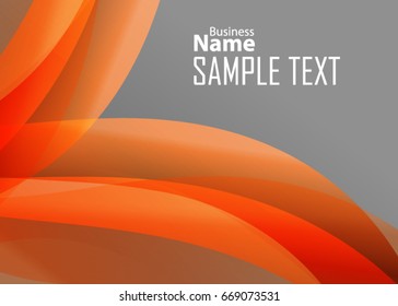 Orange abstract template for card or banner. Metal Background with waves and reflections. Business background, silver, illustration. Illustration of abstract background with a metallic element