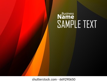 Orange abstract template for card or banner. Metal Background with waves and reflections. Business background, silver, illustration. Illustration of abstract background with a metallic element