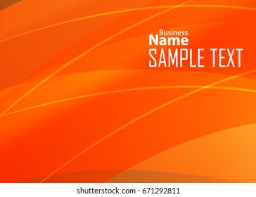 Orange abstract template for card or banner. Metal Background with waves and reflections. Business background, silver, illustration. Illustration of abstract background with a metallic element