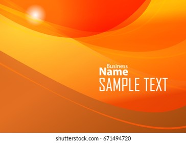Orange abstract template for card or banner. Metal Background with waves and reflections. Business background, silver, illustration. Illustration of abstract background with a metallic element