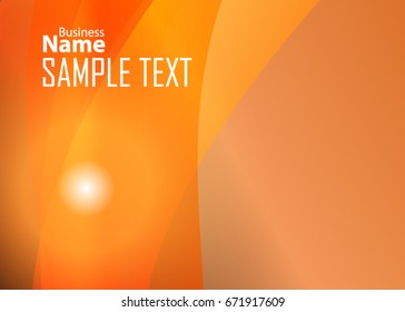 Orange abstract template for card or banner. Metal Background with waves and reflections. Business background, silver, illustration. Illustration of abstract background with a metallic element