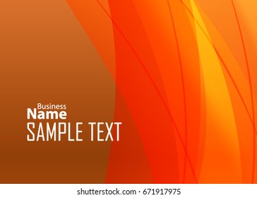 Orange abstract template for card or banner. Metal Background with waves and reflections. Business background, silver, illustration. Illustration of abstract background with a metallic element