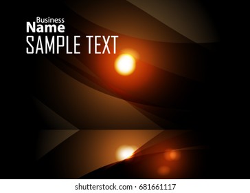 Orange abstract template for card or banner. Metal Background with waves and reflections. Business background, silver, illustration. Illustration of abstract background with a metallic element