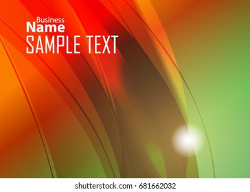 Orange abstract template for card or banner. Metal Background with waves and reflections. Business background, silver, illustration. Illustration of abstract background with a metallic element