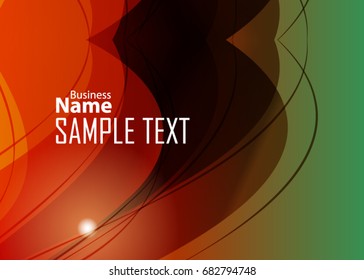 Orange abstract template for card or banner. Metal Background with waves and reflections. Business background, silver, illustration. Illustration of abstract background with a metallic element