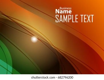 Orange abstract template for card or banner. Metal Background with waves and reflections. Business background, silver, illustration. Illustration of abstract background with a metallic element