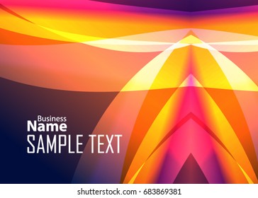 Orange abstract template for card or banner. Metal Background with waves and reflections. Business background, silver, illustration. Illustration of abstract background with a metallic element