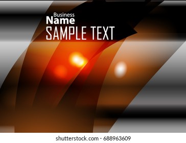 Orange abstract template for card or banner. Metal Background with waves and reflections. Business background, silver, illustration. Illustration of abstract background with a metallic element