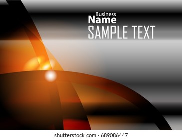 Orange abstract template for card or banner. Metal Background with waves and reflections. Business background, silver, illustration. Illustration of abstract background with a metallic element