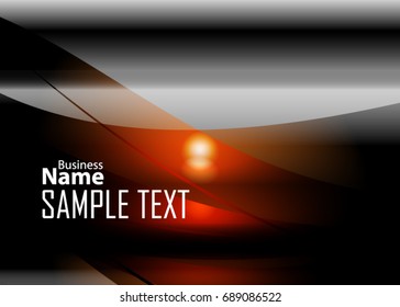 Orange abstract template for card or banner. Metal Background with waves and reflections. Business background, silver, illustration. Illustration of abstract background with a metallic element
