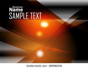 Orange abstract template for card or banner. Metal Background with waves and reflections. Business background, silver, illustration. Illustration of abstract background with a metallic element